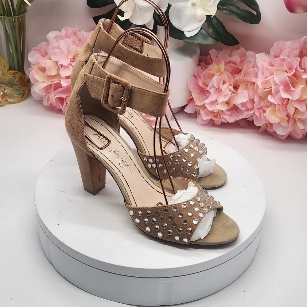 ABS Open-toed Rhinestone Pumps Size 8